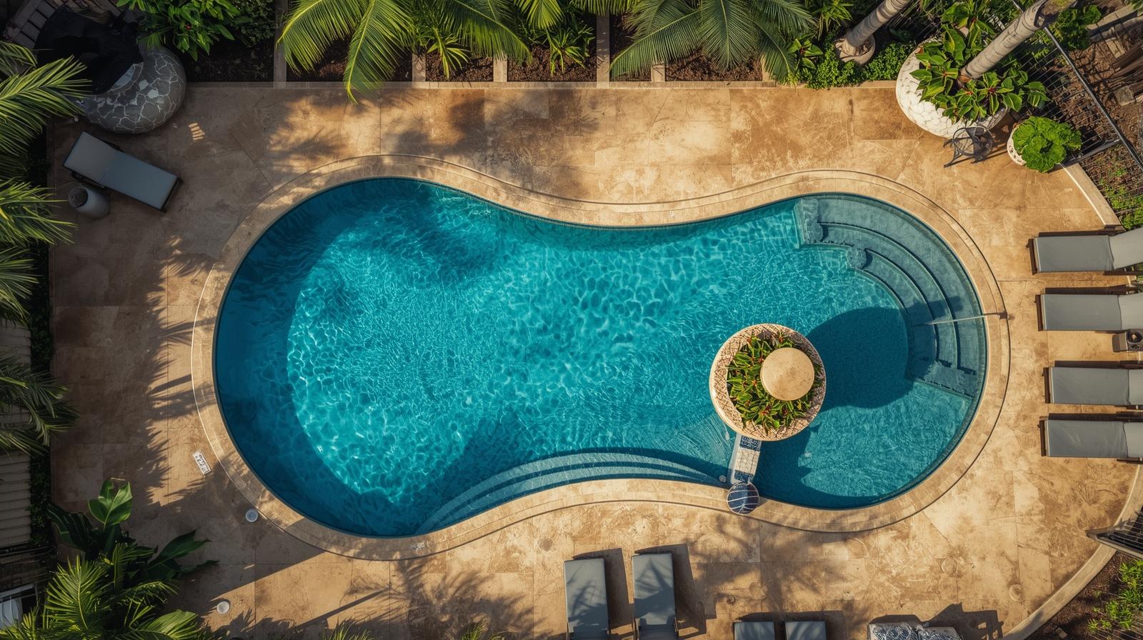 Resort-Style Pool Area with Decorative Concrete Pool Deck Coatings